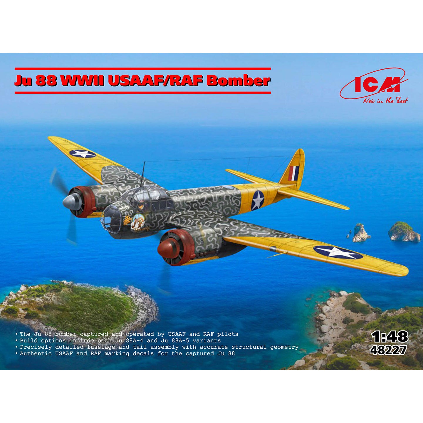 Ju 88 WWII USAAF/RAF Bomber Scale 1:48 ICM48227 Plastic Model Aircraft Kit