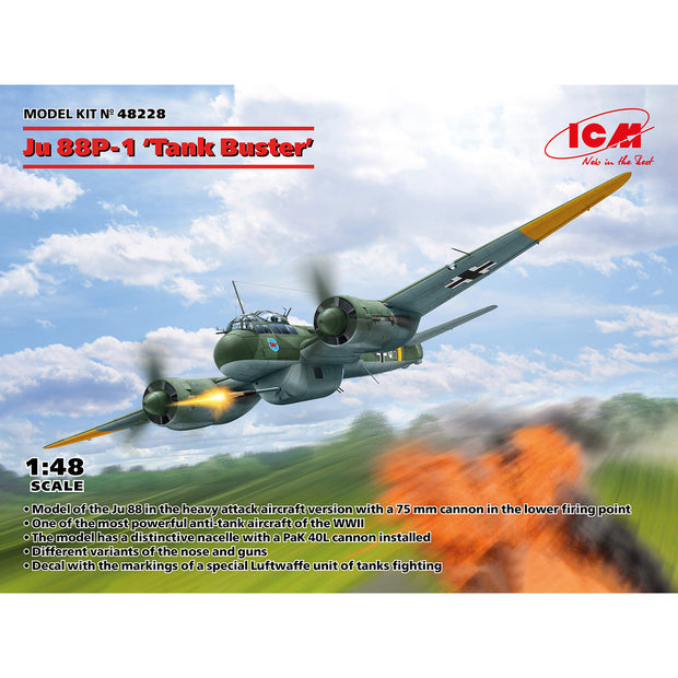 Aircraft kit Ju Junkers 88P-1 “Tank Buster” Scale 1:48 Plastic Model ICM 48228