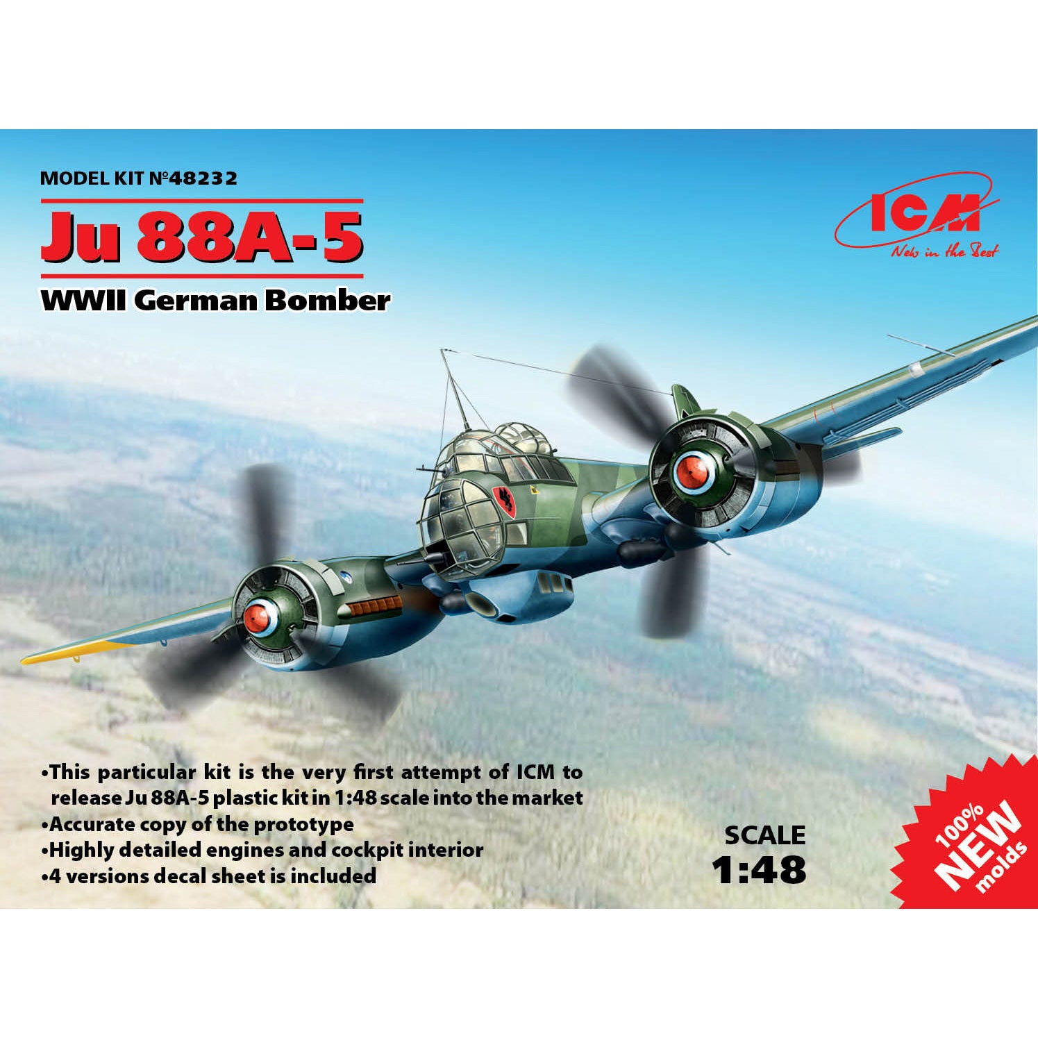 ICM 48232 Plastic aircraft model kit Scale 1:48 Ju 88A-5 WWII German bomber