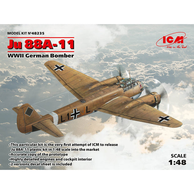ICM 48235 Plastic model aircraft kit Scale 1:48 Ju 88A-11, WWII German bomber