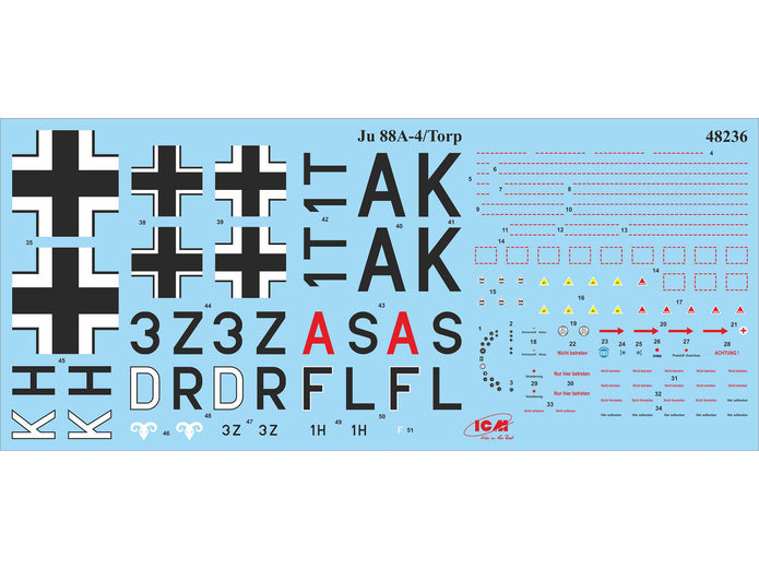 ICM48236 Plastic model kit aircraft 1:48 WWII German Torpedo Plane Ju 88A-4/Torp