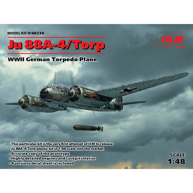 ICM48236 Plastic model kit aircraft 1:48 WWII German Torpedo Plane Ju 88A-4/Torp