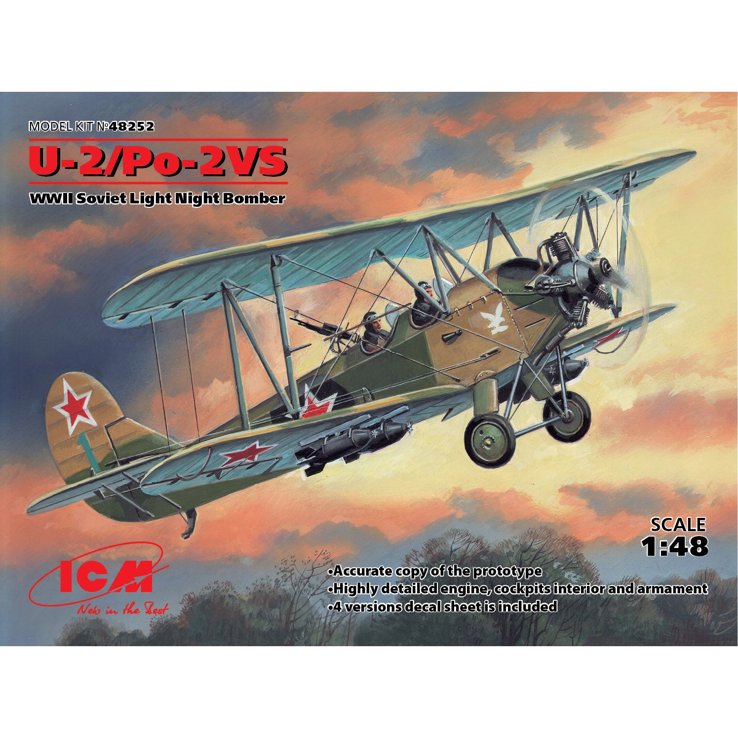 ICM 48252 Plastic model aircraft 1:48 U-2/Po-2VS, WWII Soviet night light bomber