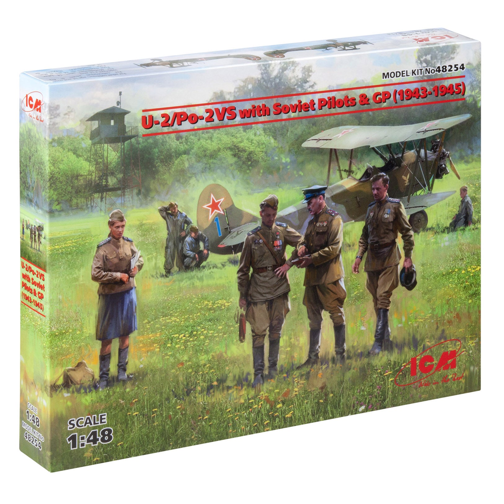 ICM 48254 Plastic model kit 1:48 U-2/Po-2VS with Soviet Pilots & GP (1943-1945)