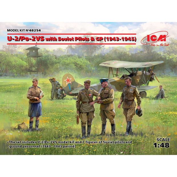 ICM 48254 Plastic model kit 1:48 U-2/Po-2VS with Soviet Pilots & GP (1943-1945)