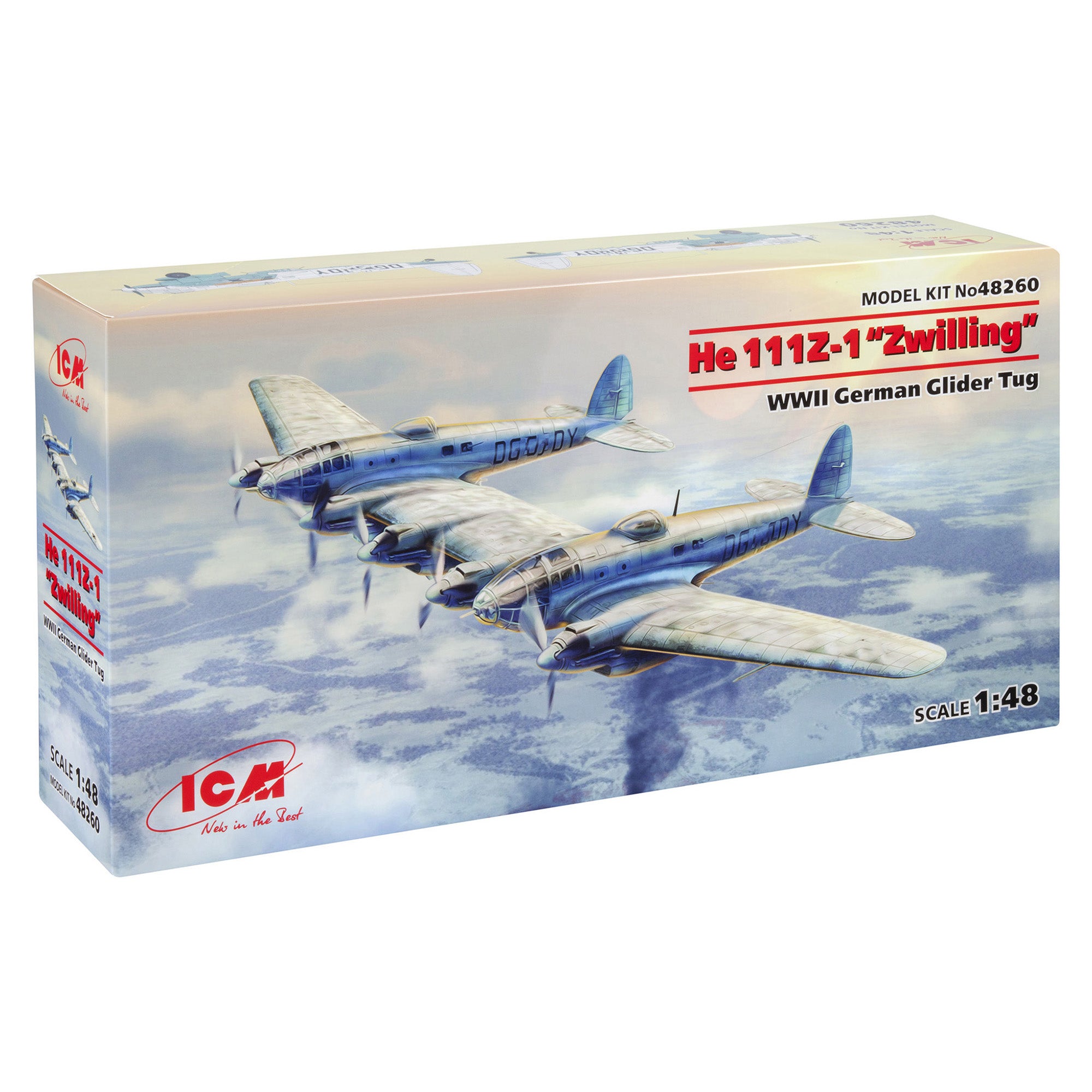 ICM 48260 Plastic model kit Scale 1:48 He 111Z-1 Zwilling WWII German Glider Tug