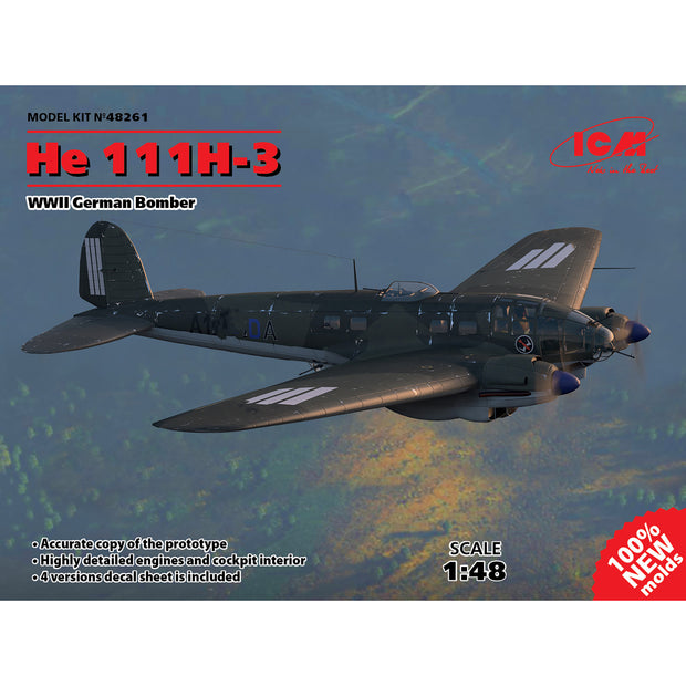 ICM 48261 Plastic model aircraft kit Scale 1:48 He 111H-3, WWII German bomber