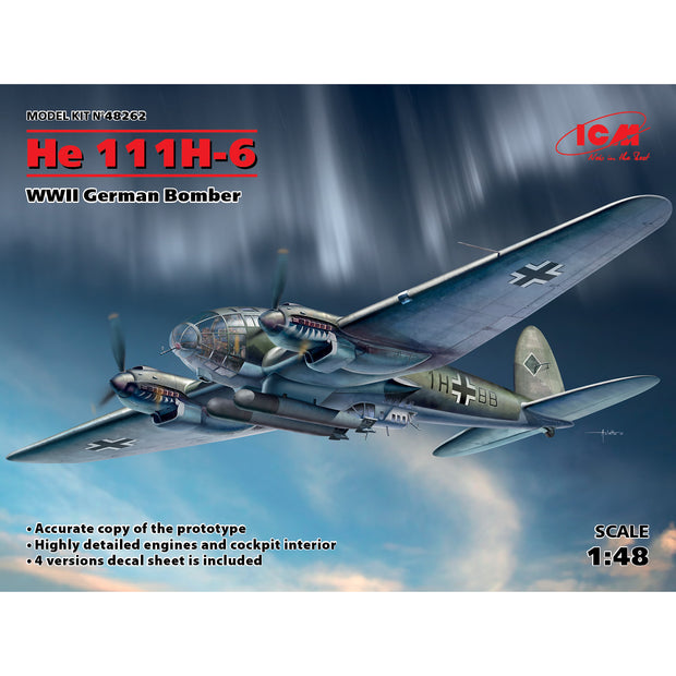 ICM 48262 Plastic model aircraft 1:48 He 111H-6, WWII German Bomber kits model