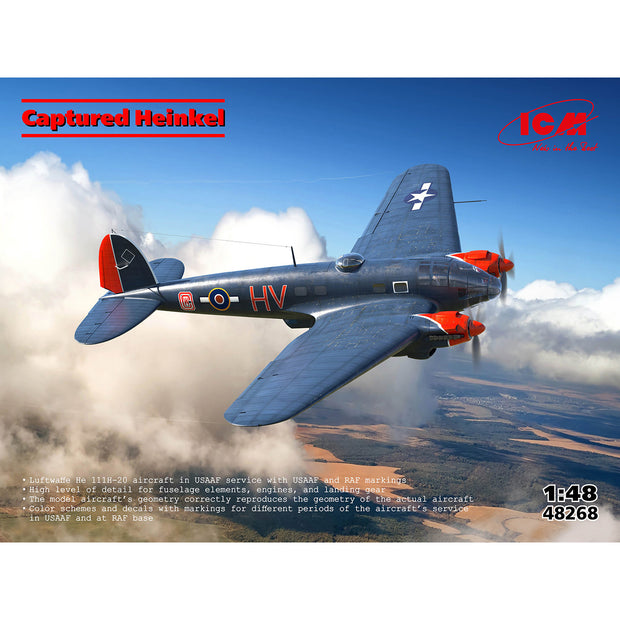 Captured Heinkel Scale 1:48 ICM48268 Plastic Model Aircraft Kit