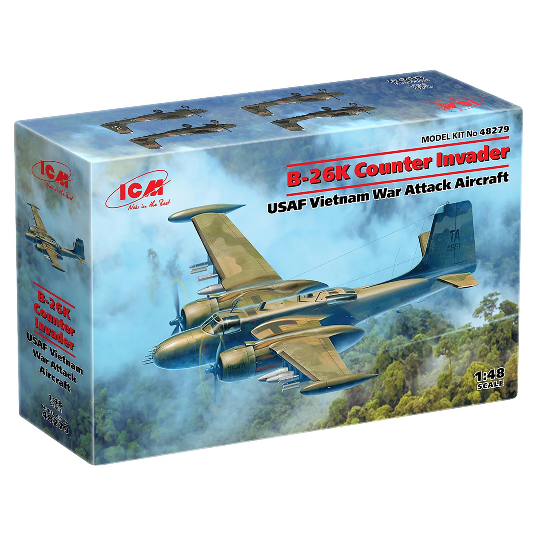 ICM 48279 Scale model aircraft kit 1:48 B-26K Counter Invader, USAF Vietnam War