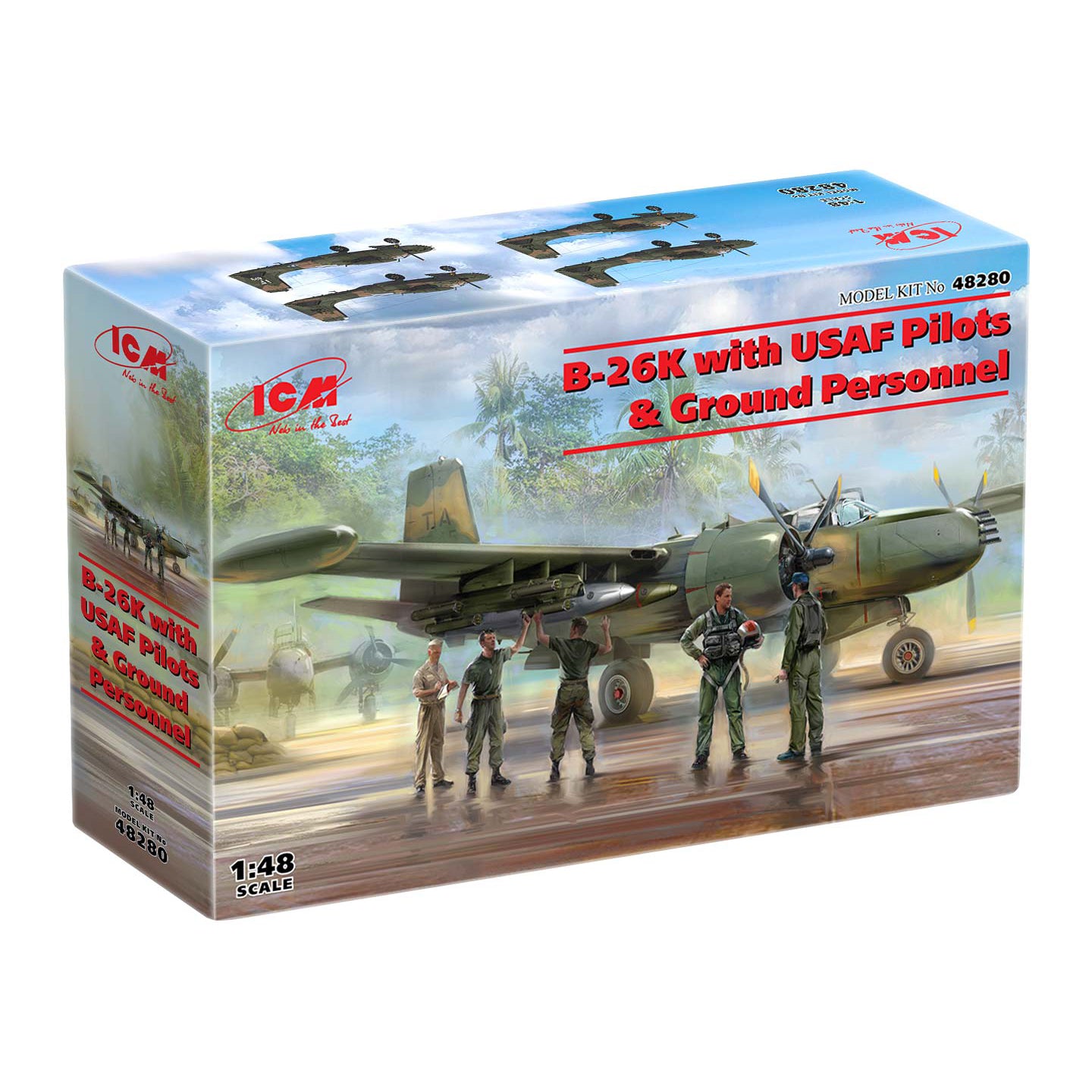 ICM 48280 model kit aircraft 1:48 B-26K with USAF Pilots & Ground Personnel
