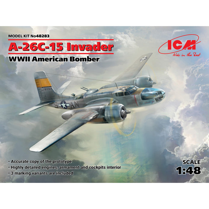 ICM 48283 Plastic aircraft model kit 1:48 A-26С-15 Invader WWII American bomber