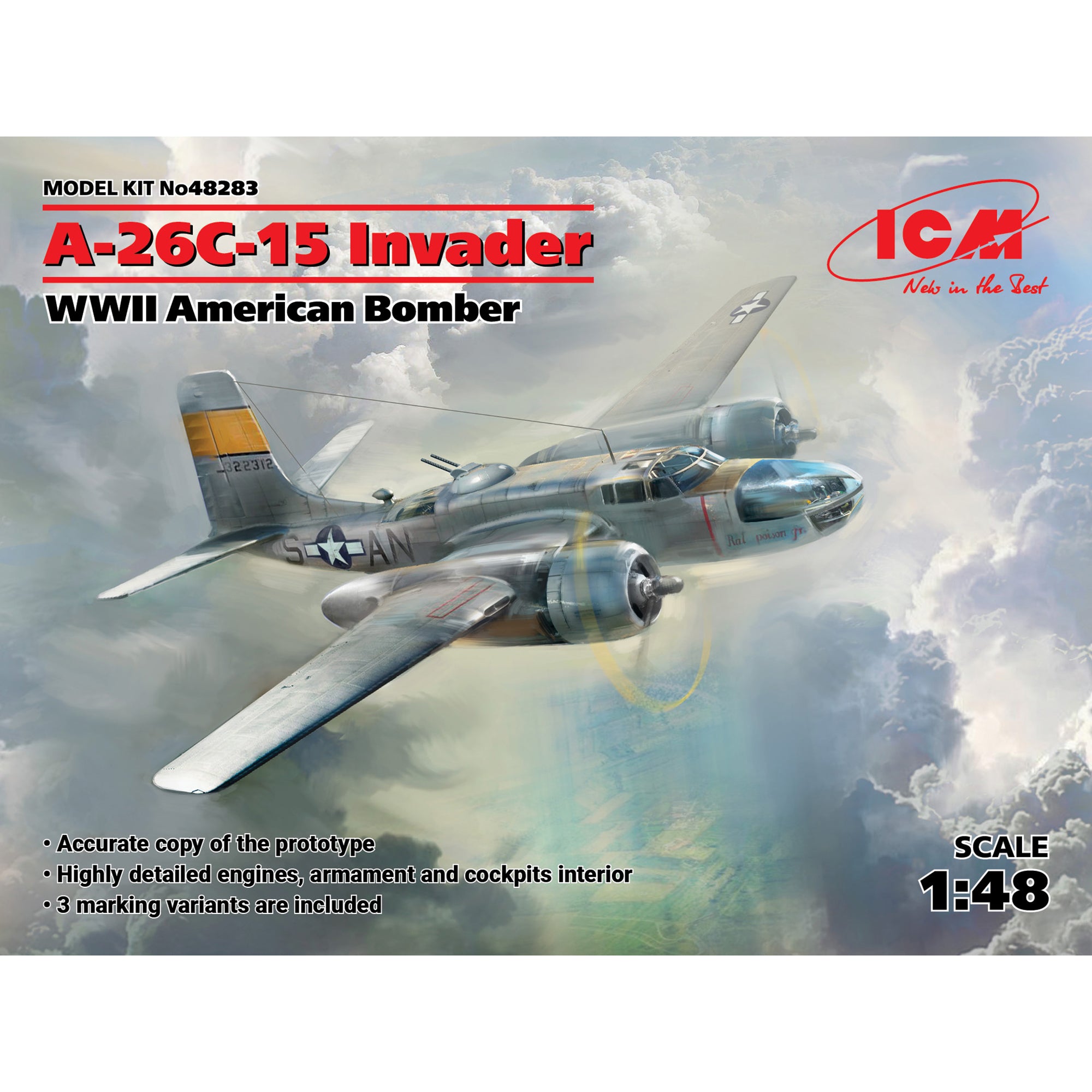 ICM 48283 Plastic aircraft model kit 1:48 A-26С-15 Invader WWII American bomber