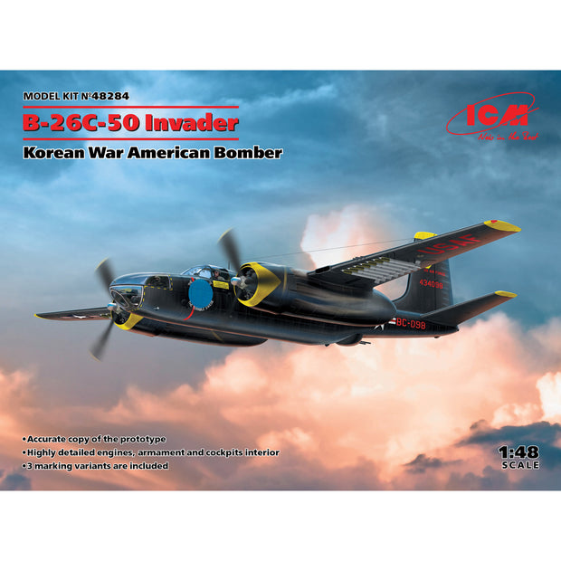 ICM 48284 Scale aircraft model 1:48 B-26С-50 Invader American Bomber Korean War