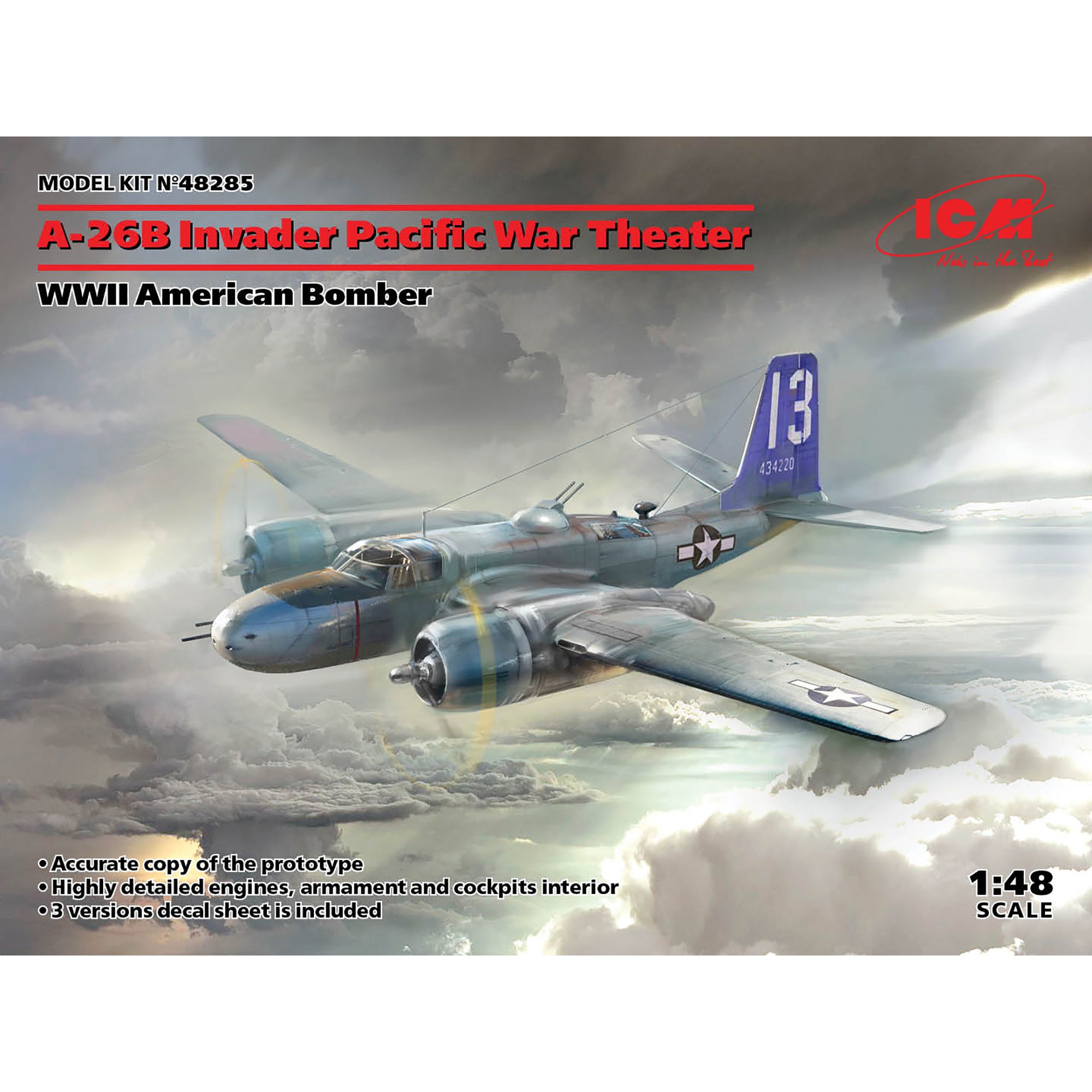 ICM 48285 Scale aircraft kit 1:48 A-26В Pacific War Theater,WWII American Bomber
