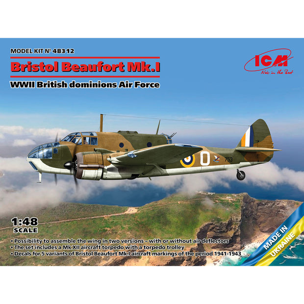 ICM 48312 Scale kit 1:48 Bristol Beaufort Mk.I WWII British dominions Air Force