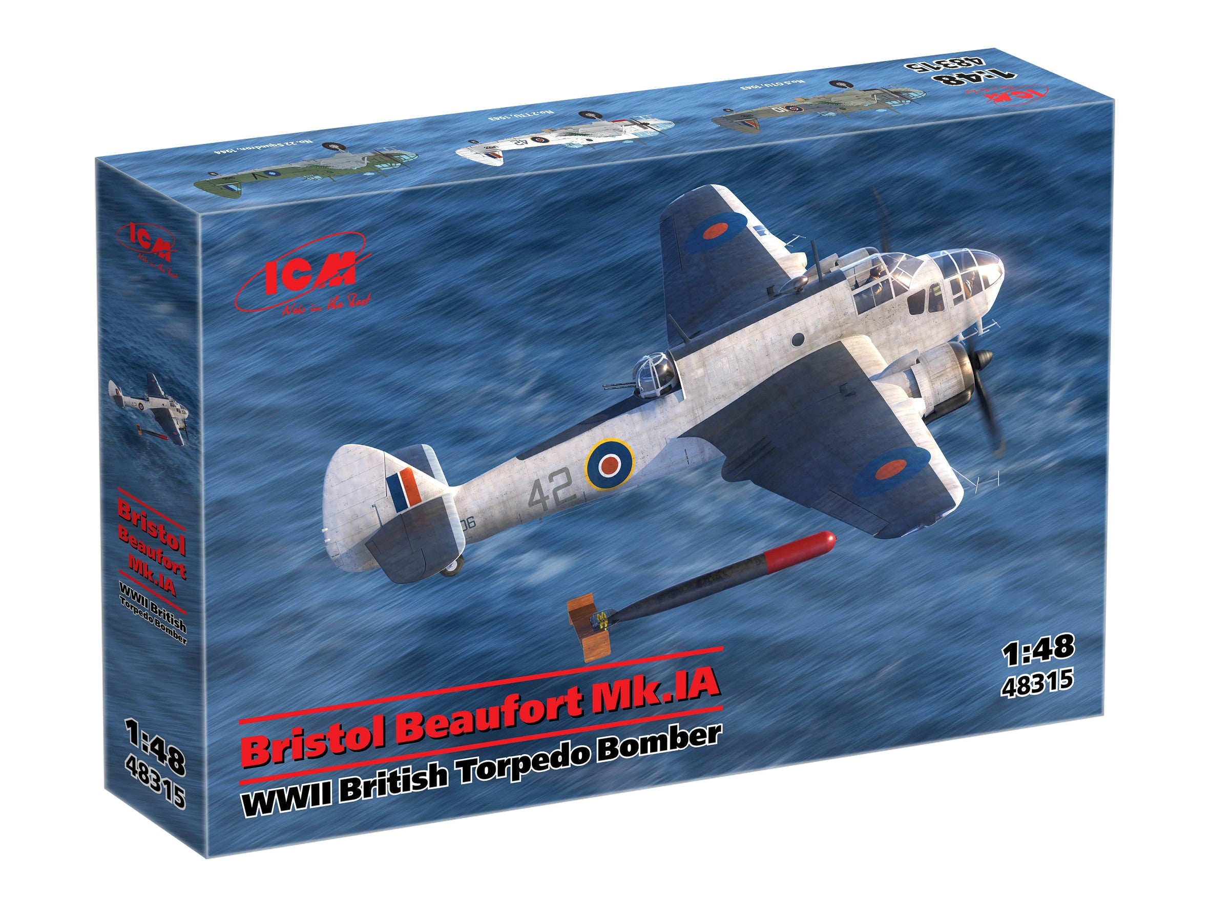 Bristol Beaufort Mk.IA WWII British torpedo bomber Scale 1:48 ICM48315 Plastic Model Aircraft Kit
