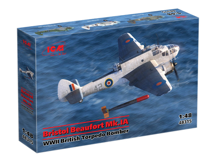 Bristol Beaufort Mk.IA WWII British torpedo bomber Scale 1:48 ICM48315 Plastic Model Aircraft Kit