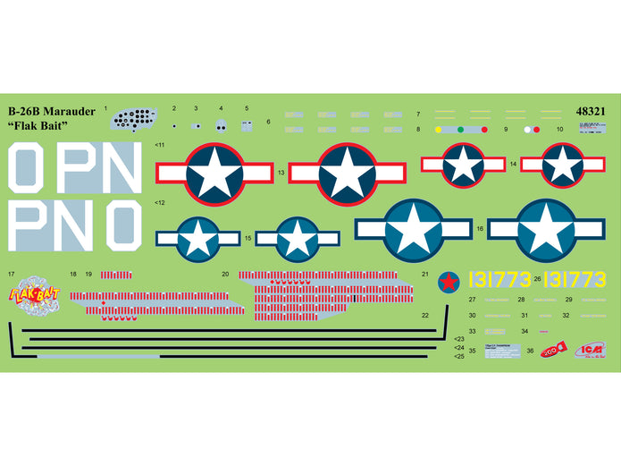 ‘Flak Bait’ B-26B
322nd Bombardment Group Scale 1:48 ICM48321 Plastic Model Aircraft Kit