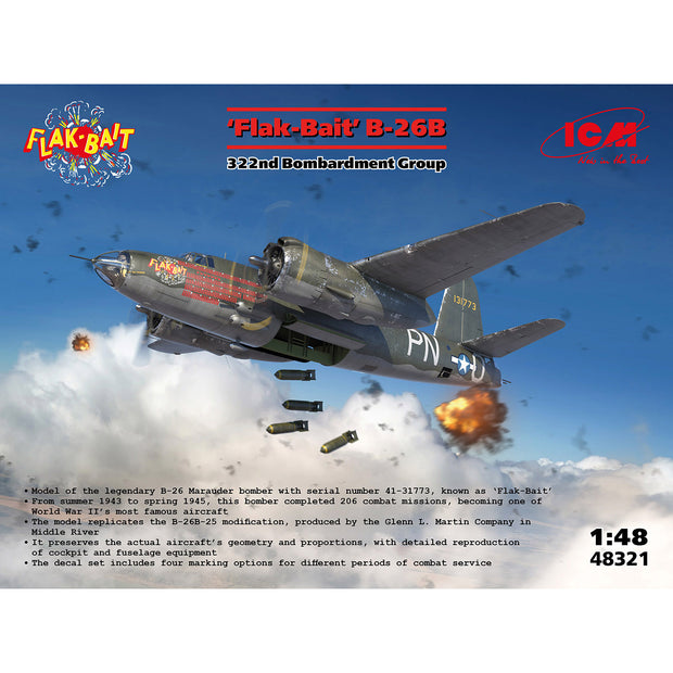 ‘Flak Bait’ B-26B
322nd Bombardment Group Scale 1:48 ICM48321 Plastic Model Aircraft Kit