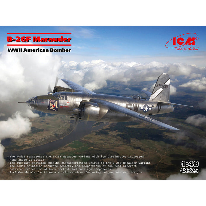 B-26F Marauder WWII American Bomber Scale 1:48 ICM48325 Plastic Model Aircraft Kit