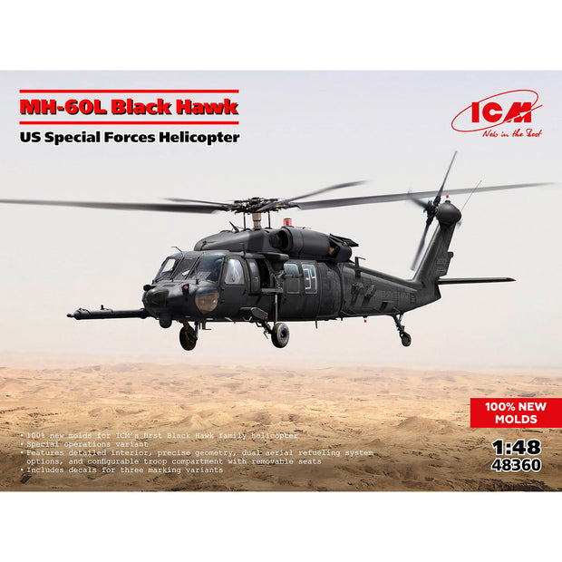 MH-60L Black Hawk
US Special Forces Helicopter Scale 1:48 ICM48360 Plastic Model Helicopter Kit