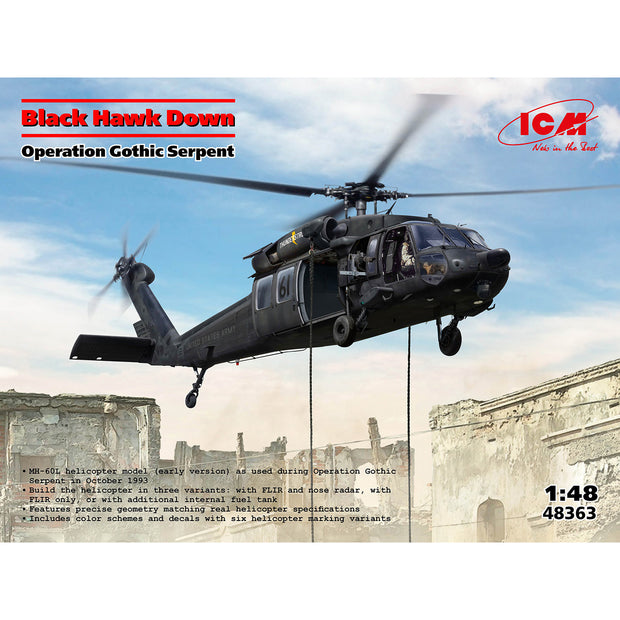 Black Hawk Down Operation Gothic Serpent Scale 1:48 ICM48363 Plastic Model Helicopter Kit