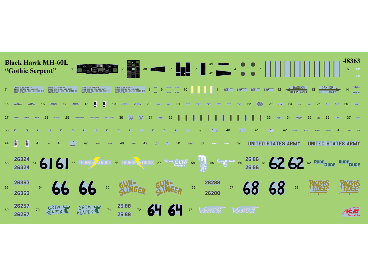 Black Hawk Down Operation Gothic Serpent Scale 1:48 ICM48363 Plastic Model Helicopter Kit
