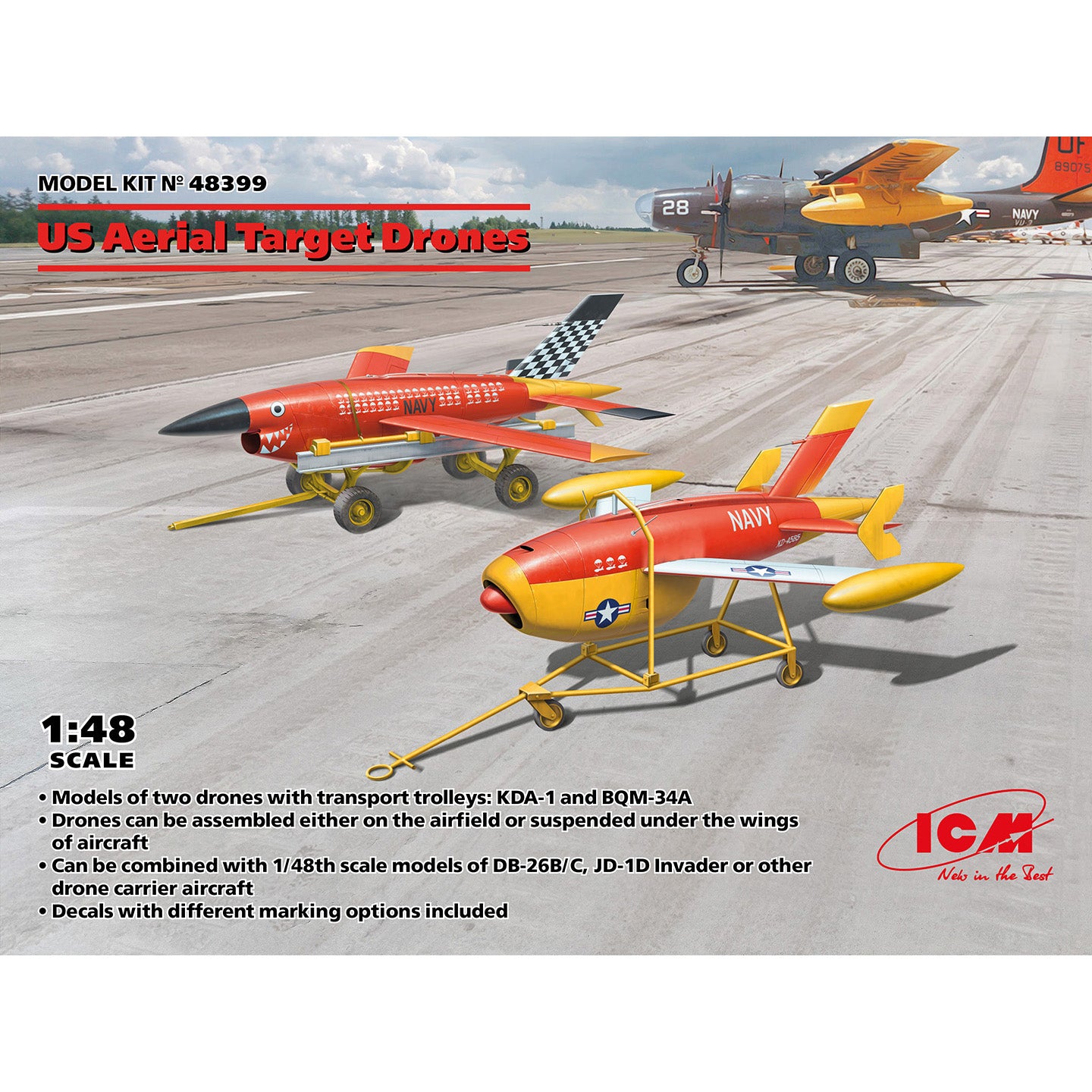 US Aerial Target Drones - Plastic Model Kit. Scale 1:48 ICM 48399