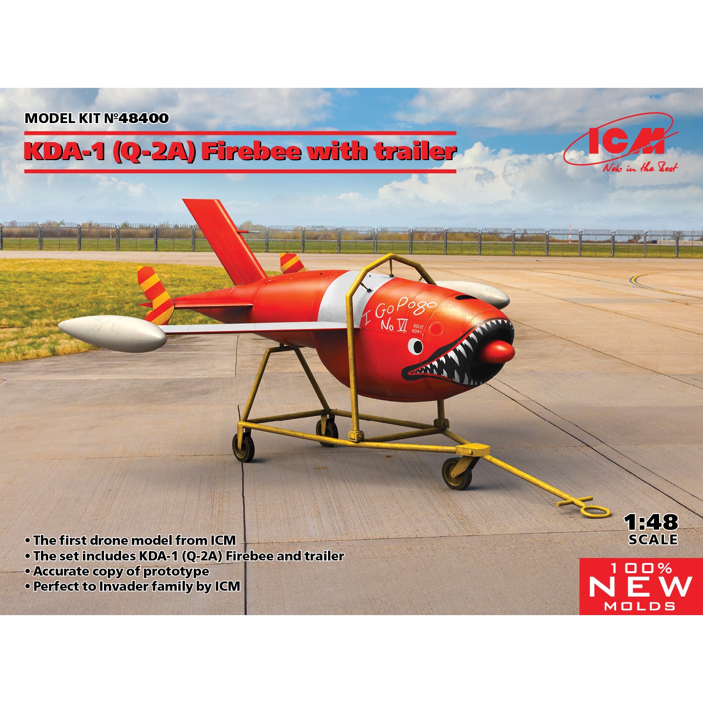 ICM 48400 Plastic model kit 1:48 KDA-1 (Q-2A) Firebee with trailer kits model