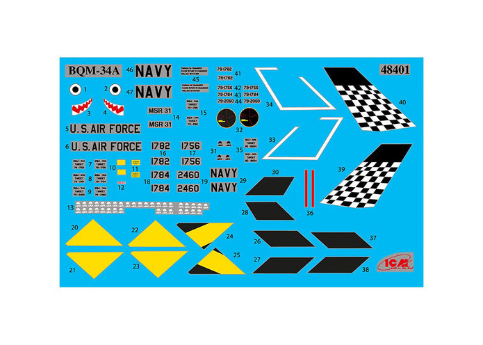 ICM 48401 Plastic model kit Scale 1:48 BQM-34A (Q-2C) Firebee with trailer