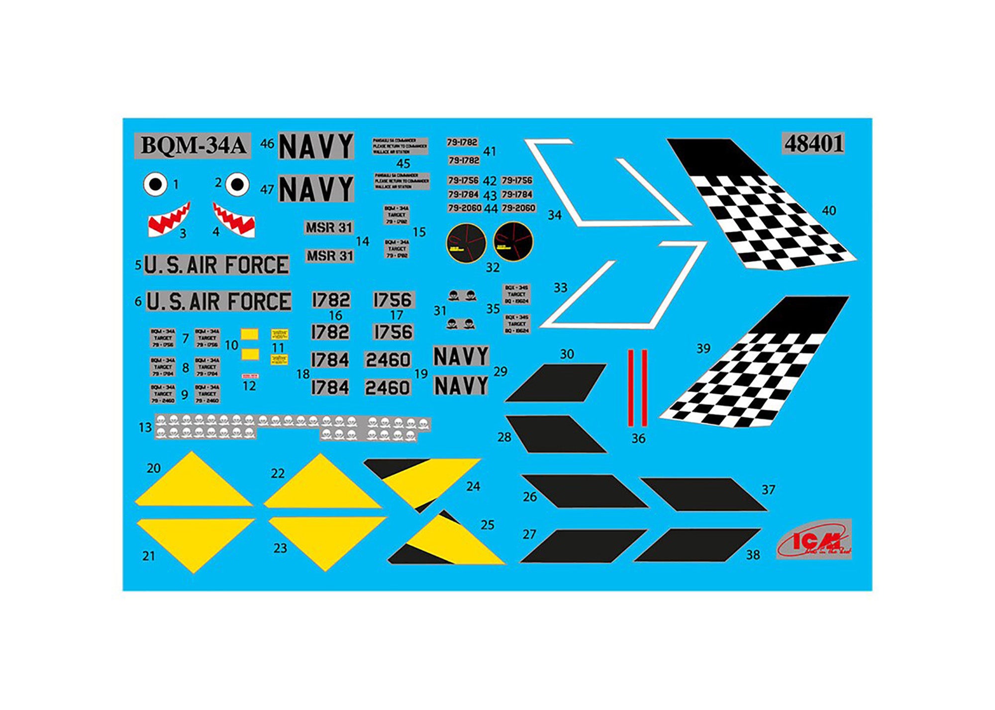ICM 48401 Plastic model kit Scale 1:48 BQM-34A (Q-2C) Firebee with trailer