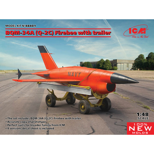 ICM 48401 Plastic model kit Scale 1:48 BQM-34A (Q-2C) Firebee with trailer
