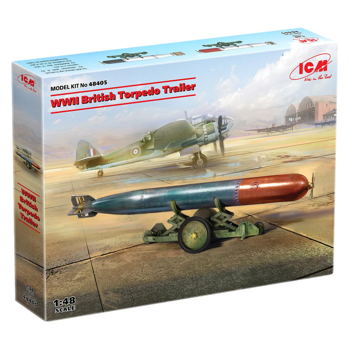 ICM 48405 Plastic model kit Scale 1:48 WWII British Torpedo Trailer models kits
