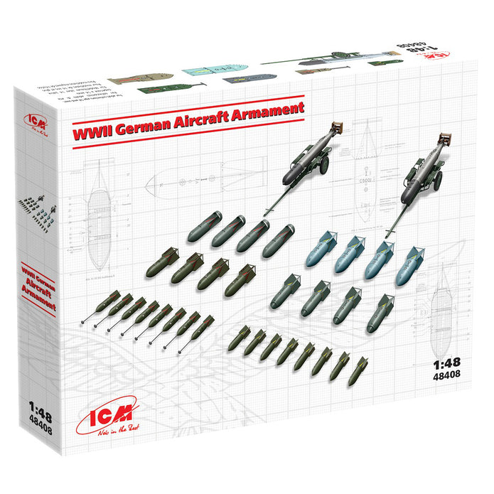 WWII German Aircraft Armament Scale 1:48 Plastic Model Kit ICM 48408