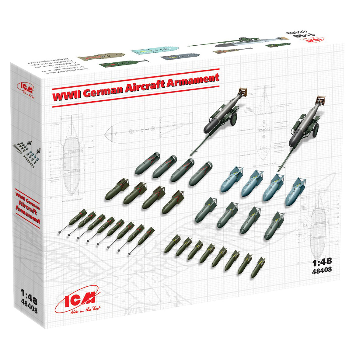 WWII German Aircraft Armament Scale 1:48 Plastic Model Kit ICM 48408