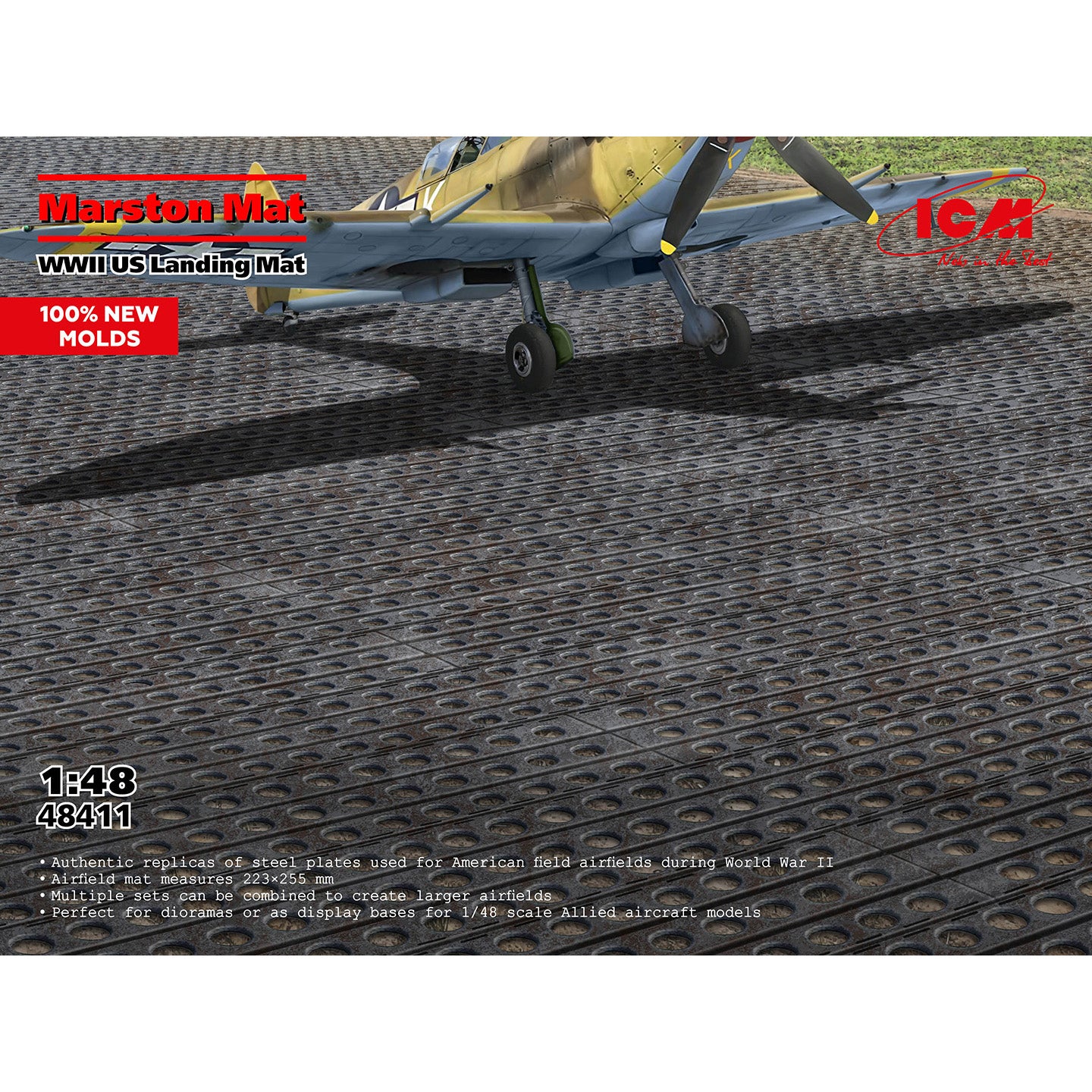 Marston Mat WWII US Landing Mat Scale 1:48 ICM48411 Plastic Model Stands Kit