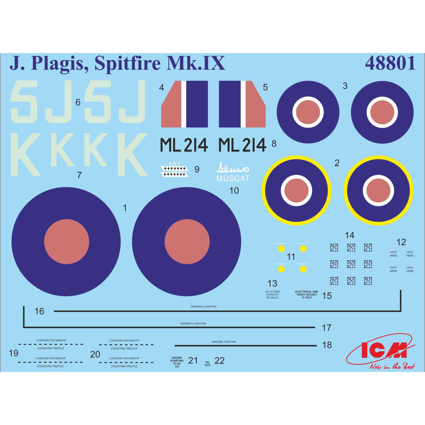 ICM 48801 Scale model kit 1:48 Spitfire Mk.IX with RAF pilots & ground personnel