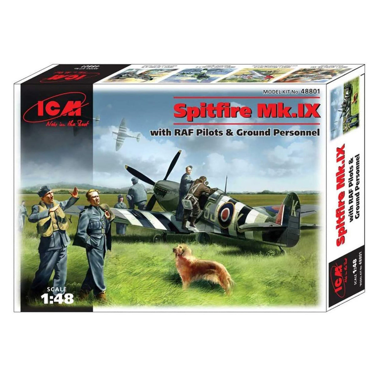 ICM 48801 Scale model kit 1:48 Spitfire Mk.IX with RAF pilots & ground personnel