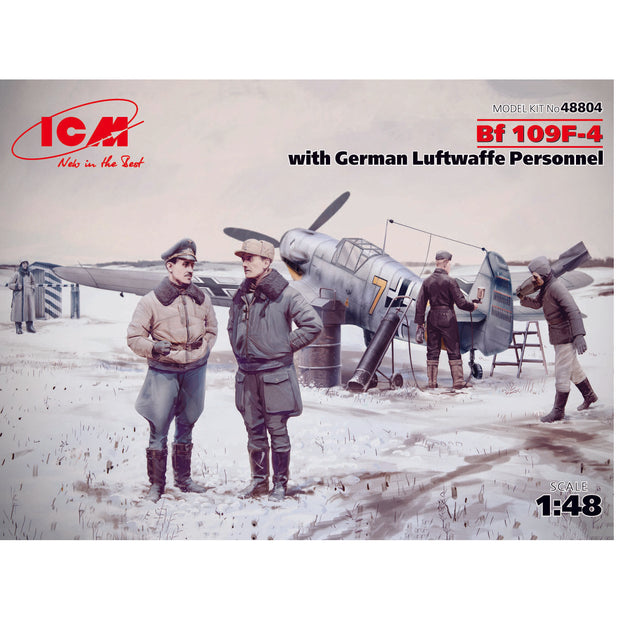 ICM 48804 Plastic model kit Scale 1:48 Bf-109F-4 with German Luftwaffe personnel
