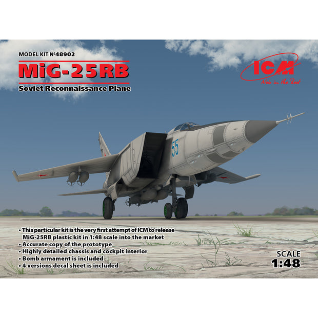 ICM 48902 Plastic model kit aircraft 1:48 Soviet reconnaissance plane MiG-25 RB