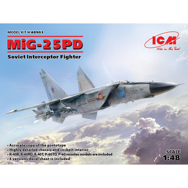 ICM 48903 Plastic model kit aircraft 1:48 MiG-25 PD, Soviet Interceptor Fighter