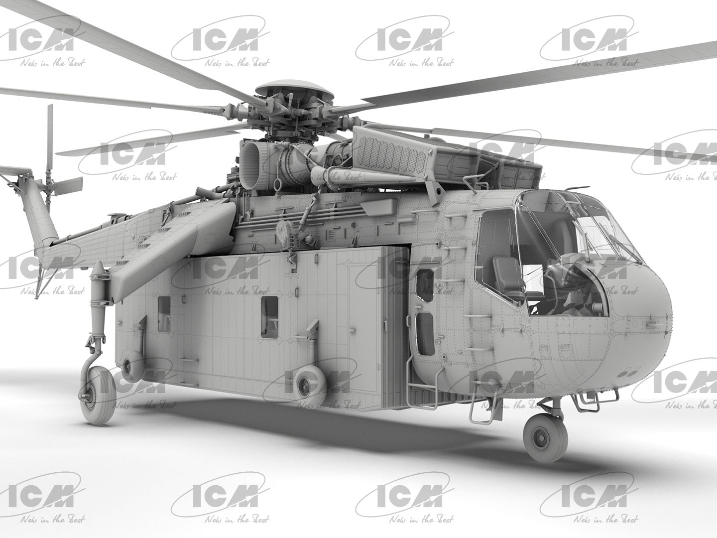 CH-54A Tarhe with Universal Military Pod Plastic Model Helicopter 1:35 ICM 53057