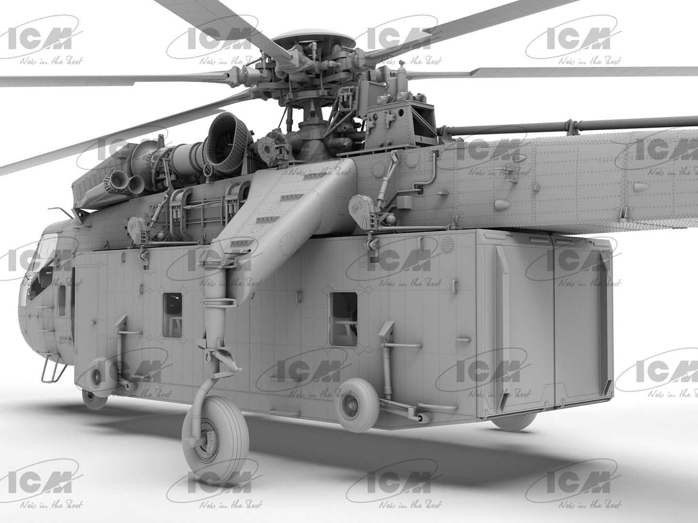 CH-54A Tarhe with Universal Military Pod Plastic Model Helicopter 1:35 ICM 53057