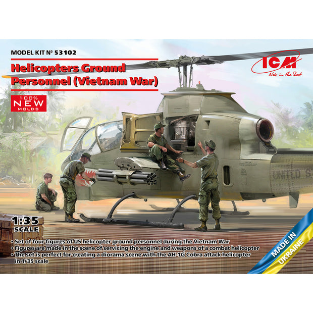 ICM53102 Scale 1:35 Helicopters Ground Personnel (Vietnam War) Plastic Model Kit