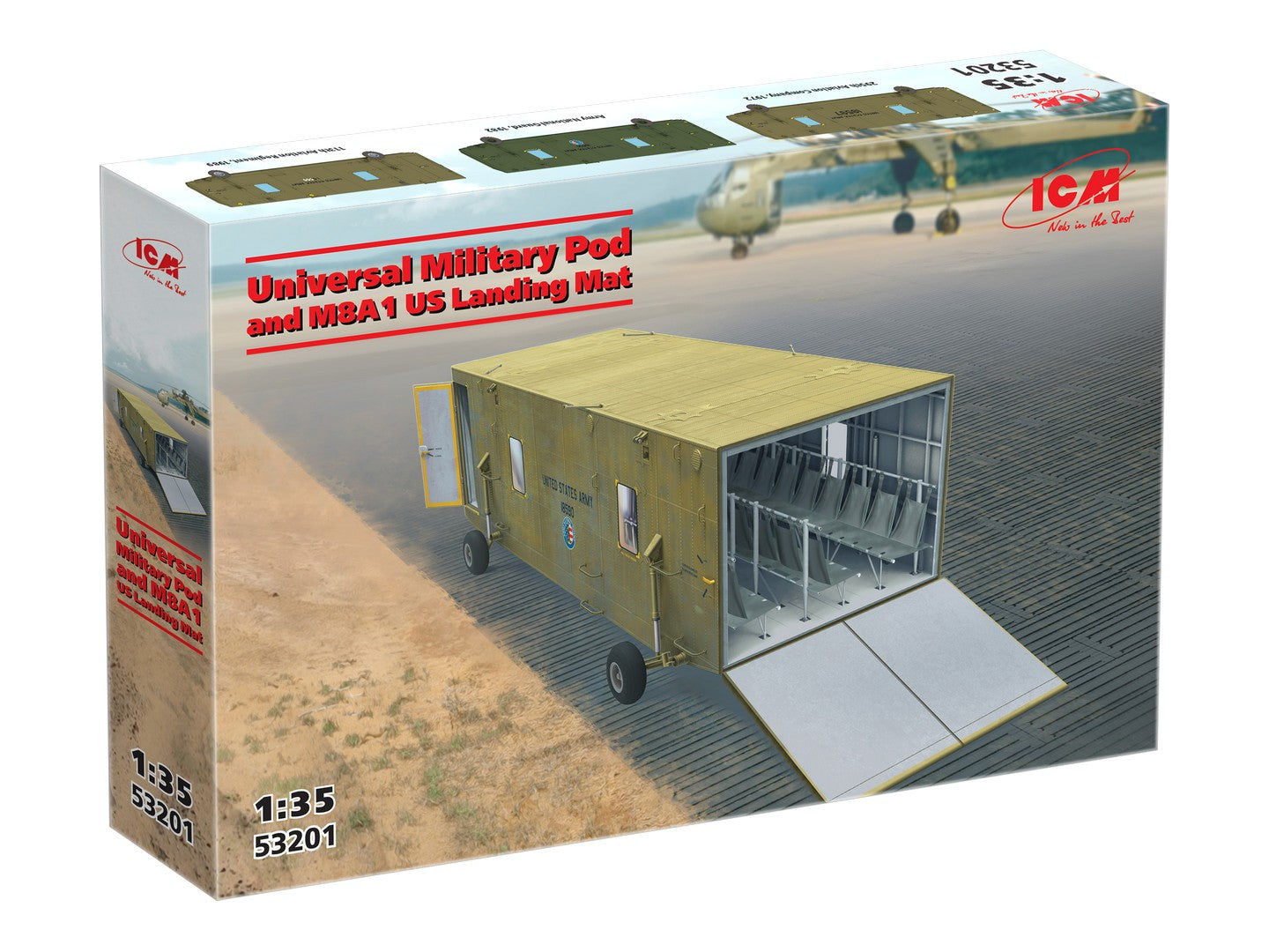 Universal Military Pod and M8A1 US Landing Mat Scale 1:35 ICM53201 Plastic Model Aircraft Kit
