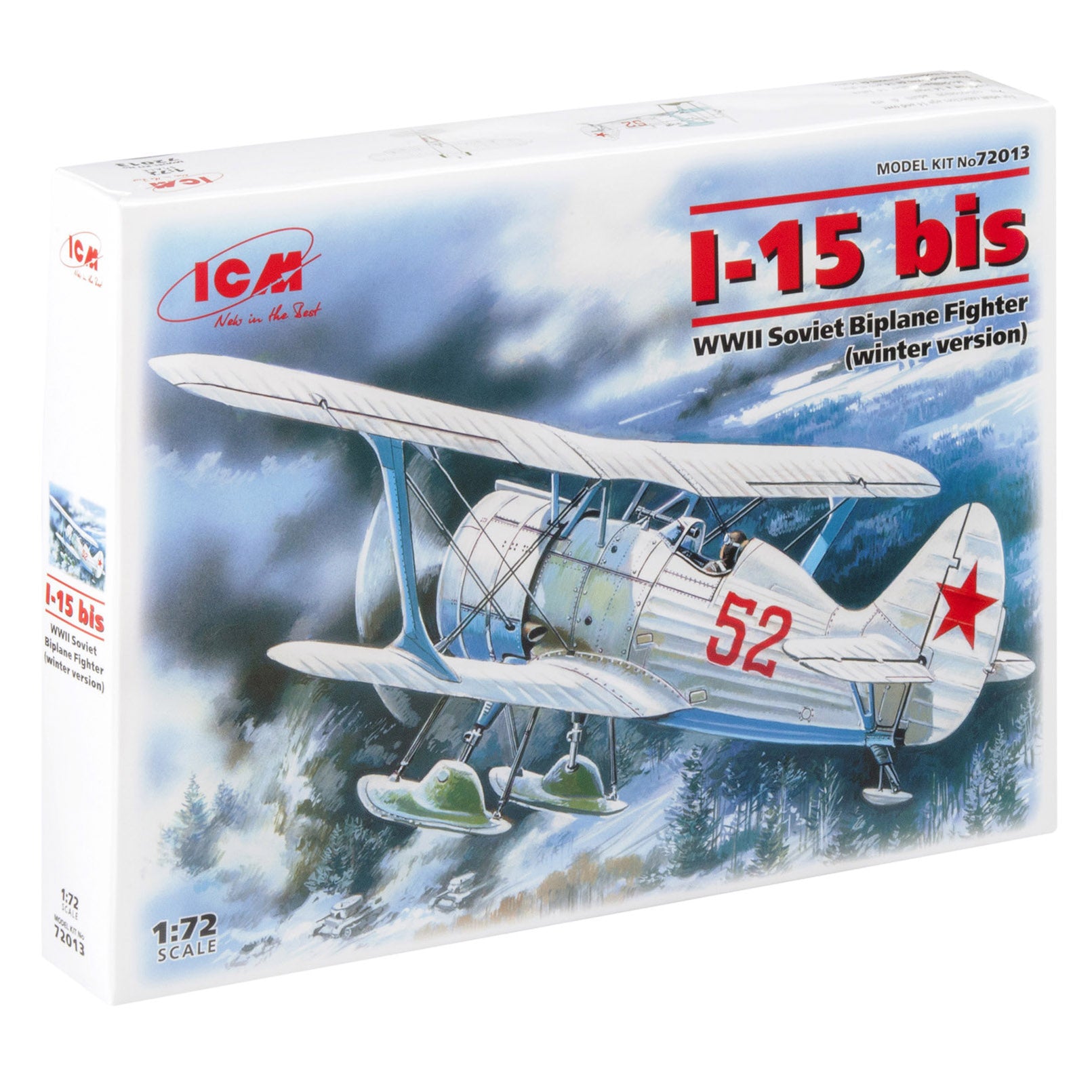 ICM 72013 Scale model aircraft 1:72 I-15bis WWII Soviet fighter, winter version