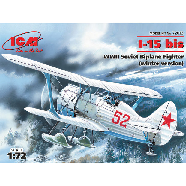 ICM 72013 Scale model aircraft 1:72 I-15bis WWII Soviet fighter, winter version
