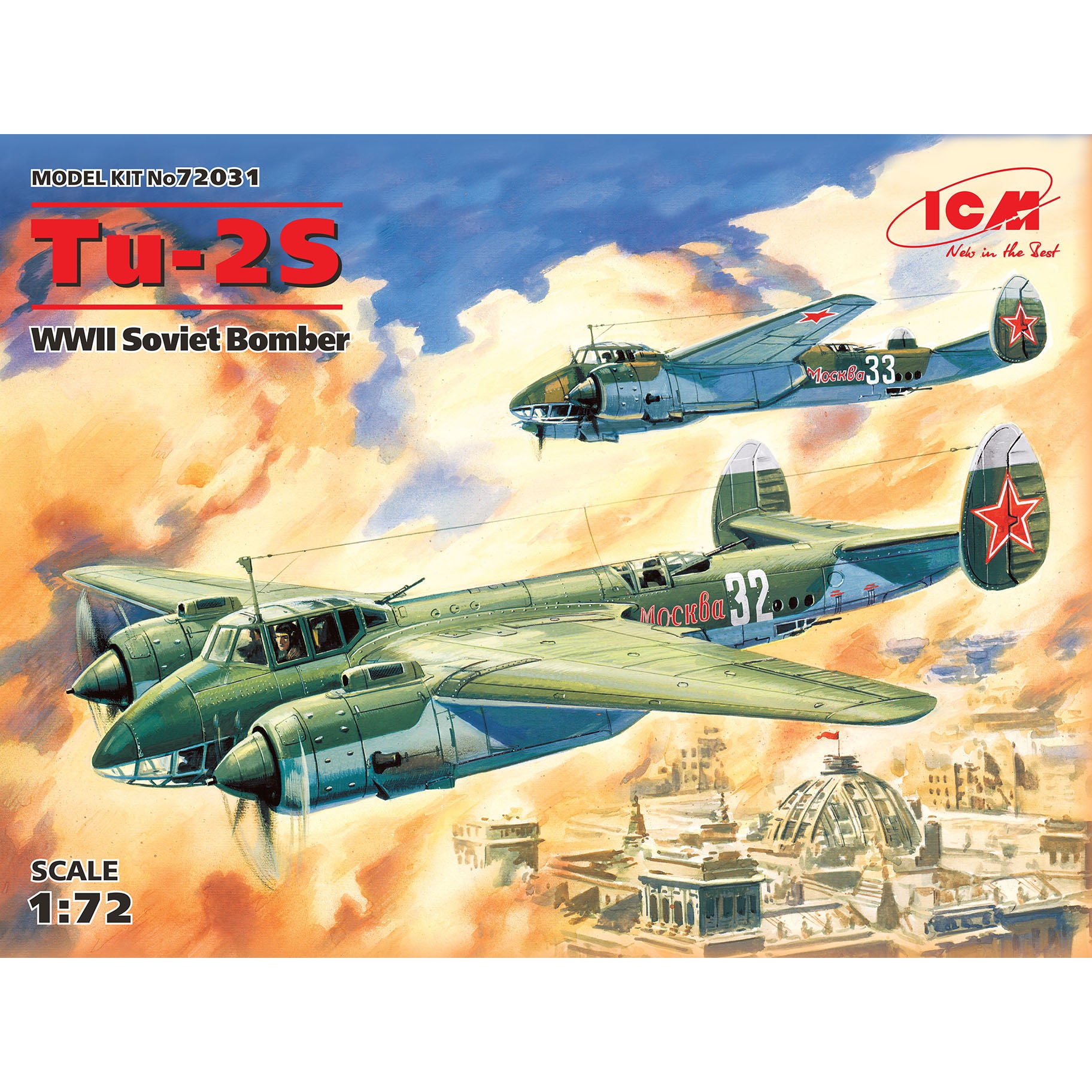 ICM 72031 Scale model kit aircraft 1:72 Tu-2S WWII Soviet bomber kits model