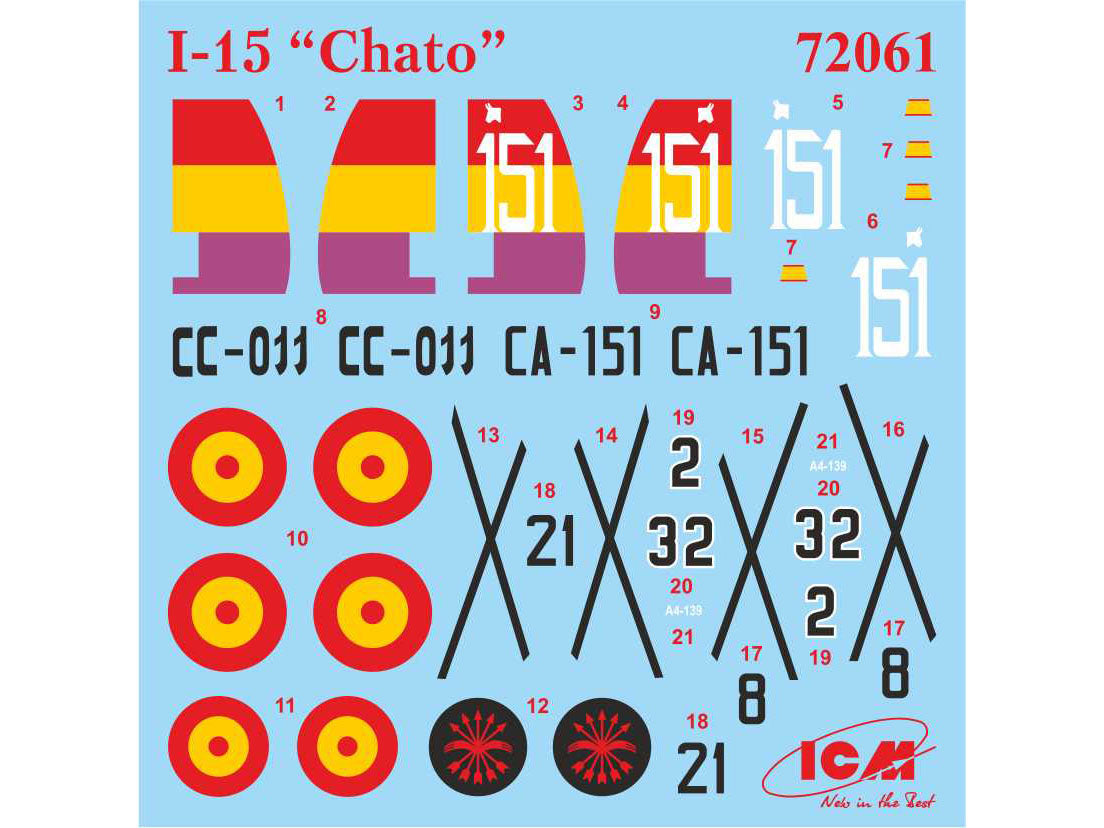 ICM 72061 Plastic model kit aircraft 1:72 I-15 Chato Spanish fighter-biplane